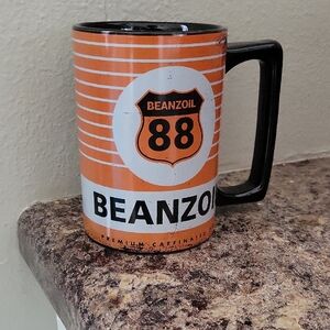 Mannys Garage Beanzoil Orange and Black Coffee Mug